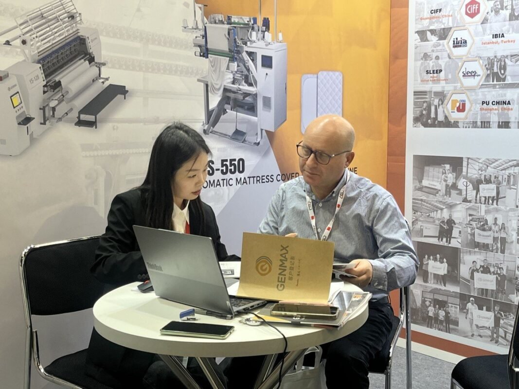 GENMAX's technical engineering team preparing for Interzum 2025, focusing on solutions for energy efficiency, material waste reduction, and eco-friendly fabric processing.