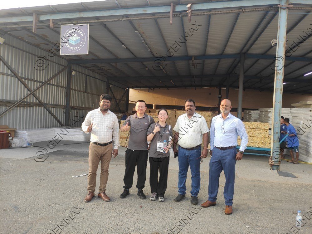 GENMAX quilting and hemming machines in Saudi Arabian mattress manufacturing facility demonstrating long-term client partnership success