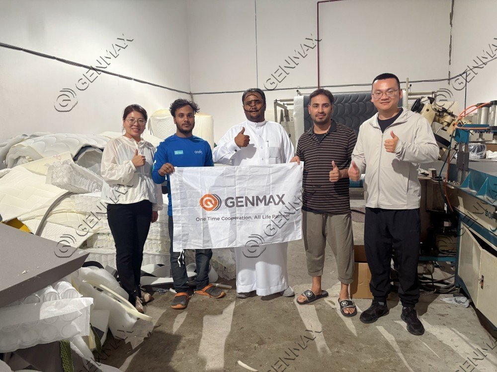 GENMAX team meeting with Saudi Arabia mattress manufacturer client discussing long-term partnership and production expansion plans