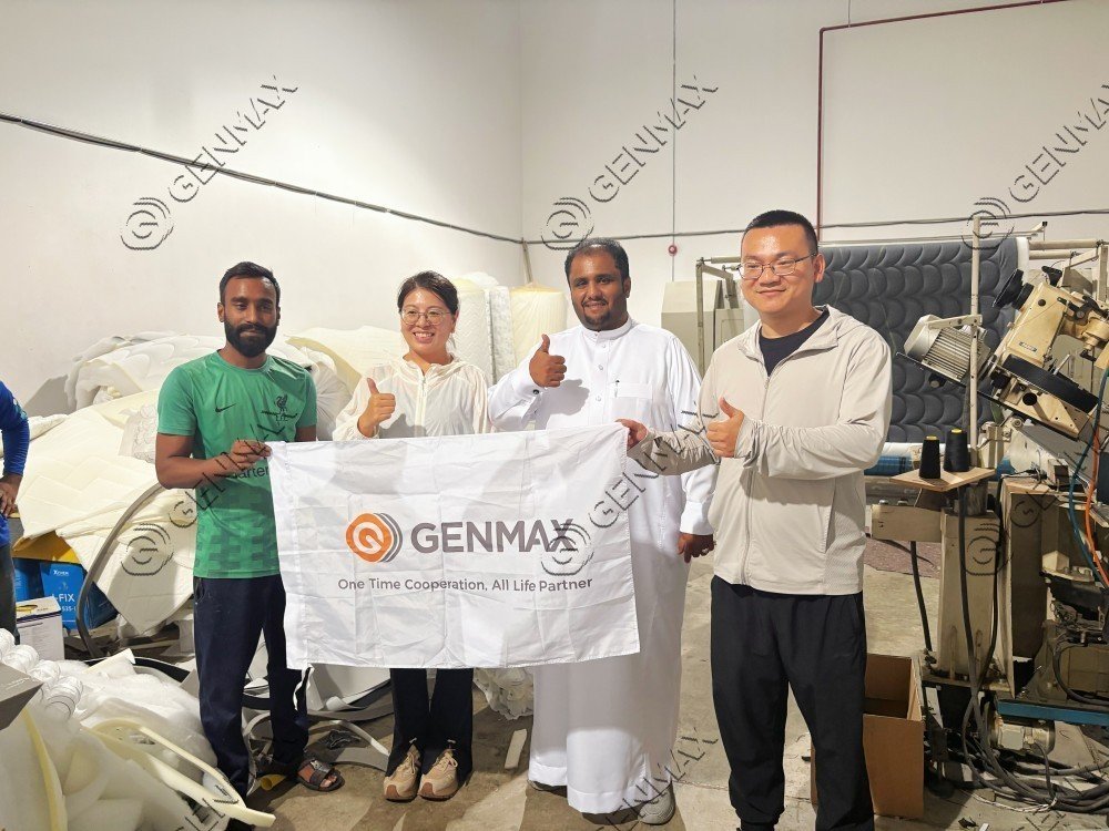 GENMAX service engineers providing 24-hour support and training for mattress manufacturing equipment in Saudi Arabia