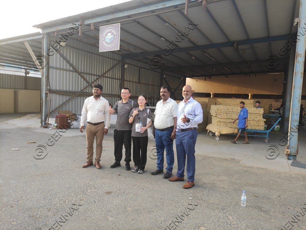 GENMAX quilting and hemming machines in Saudi Arabian mattress manufacturing facility demonstrating long-term client partnership success